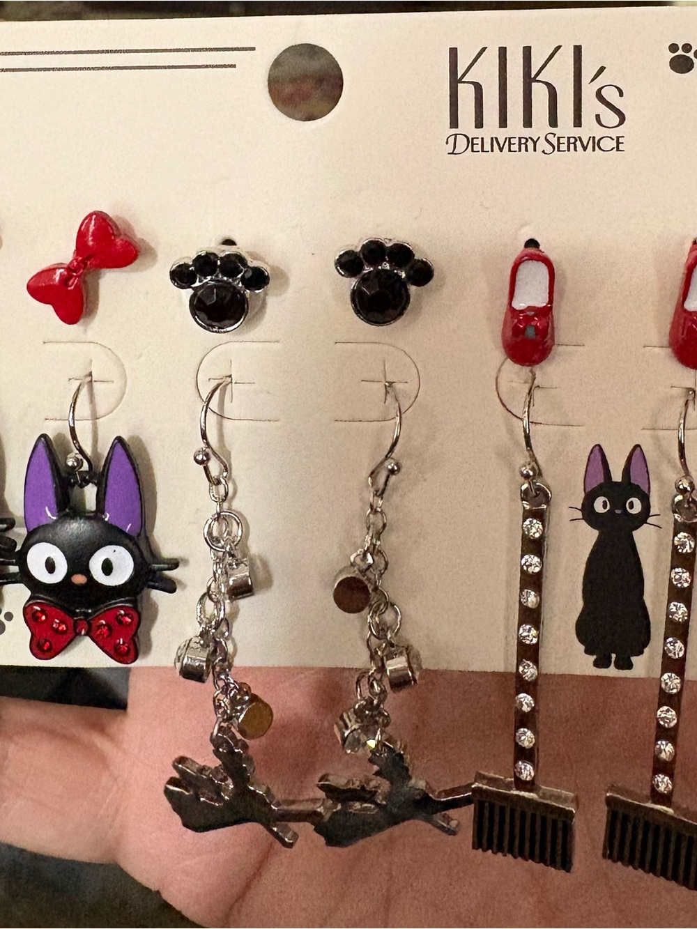 Kiki's Delivery Service Black Cat Drop Earrings - Black & Purple